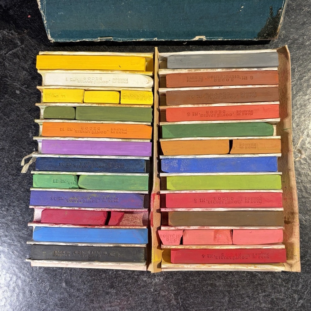 Vintage Conte‎ Carres Decor 24 Pastels Colors VHTF Complete - Picture 2 of 13